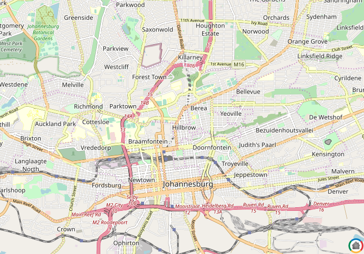 Map location of Hillbrow